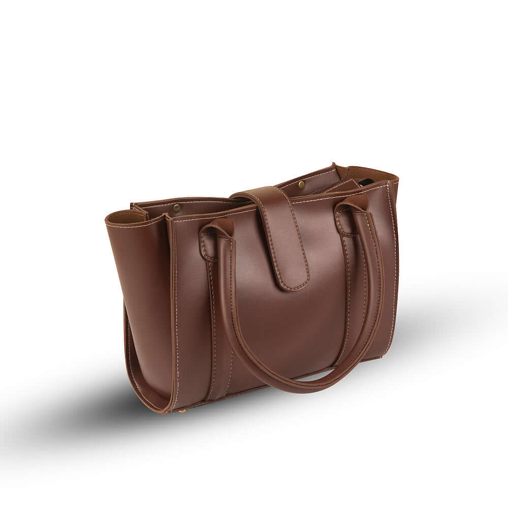Glamelvara Classic Brown Structured Tote