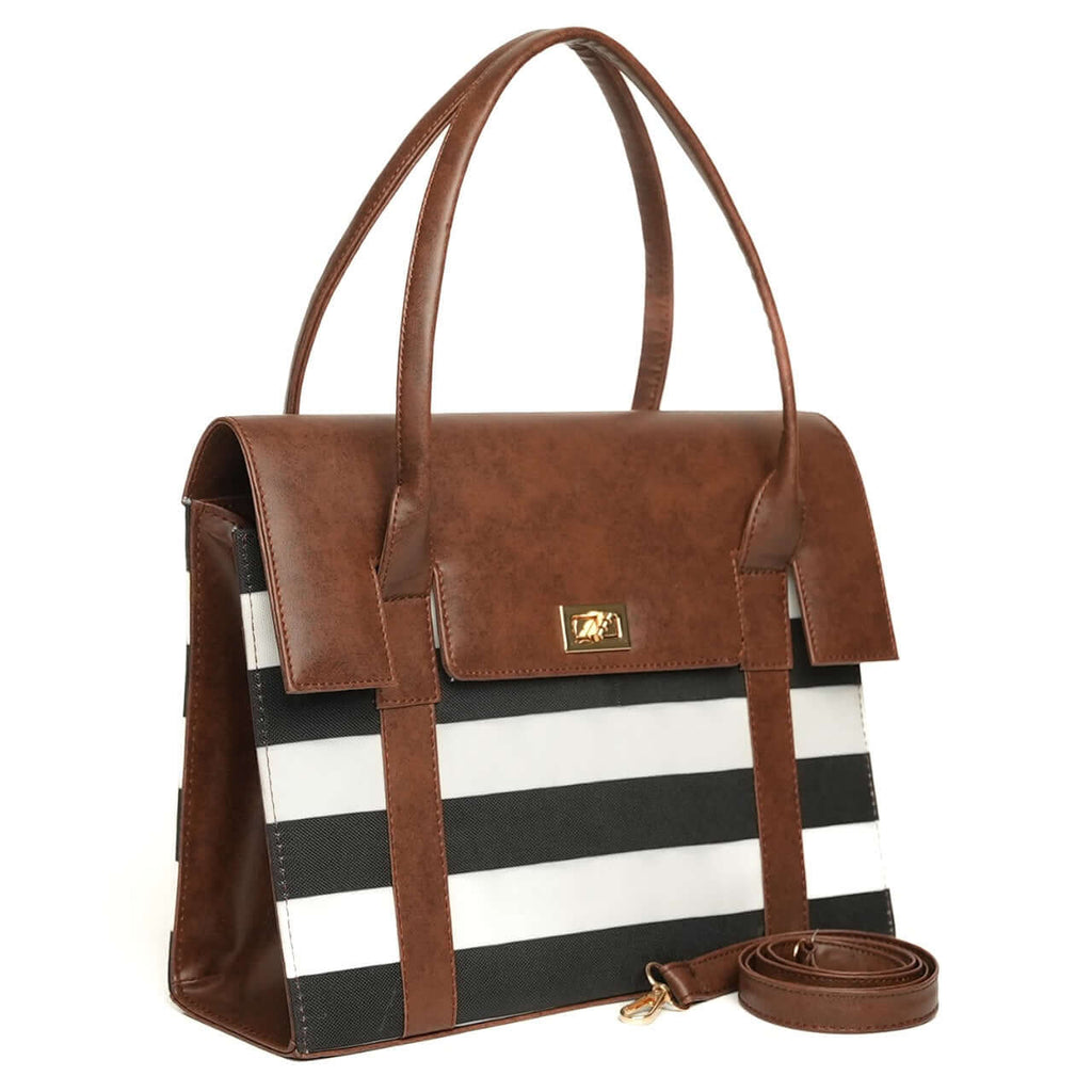 Glamelvara Striped Leather Tote