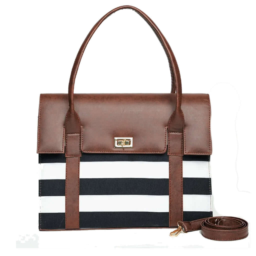 Glamelvara Striped Leather Tote